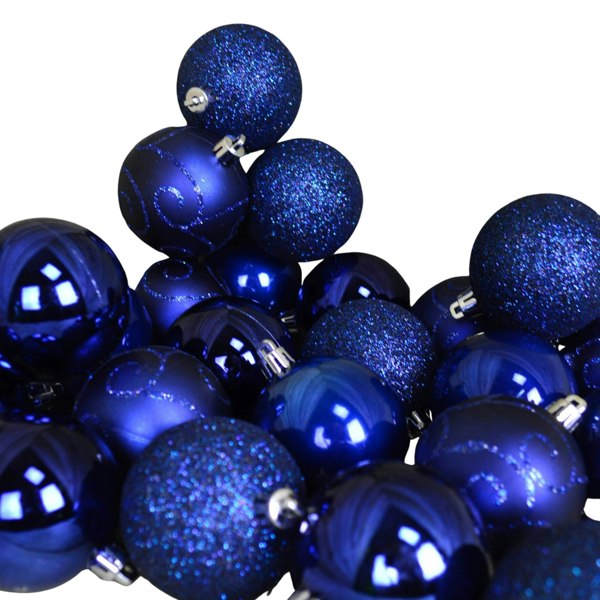 Samuel Alexander 24 Pack 60mm Multi Finish Shatter Proof Christmas Tree Baubles - Midnight Blue