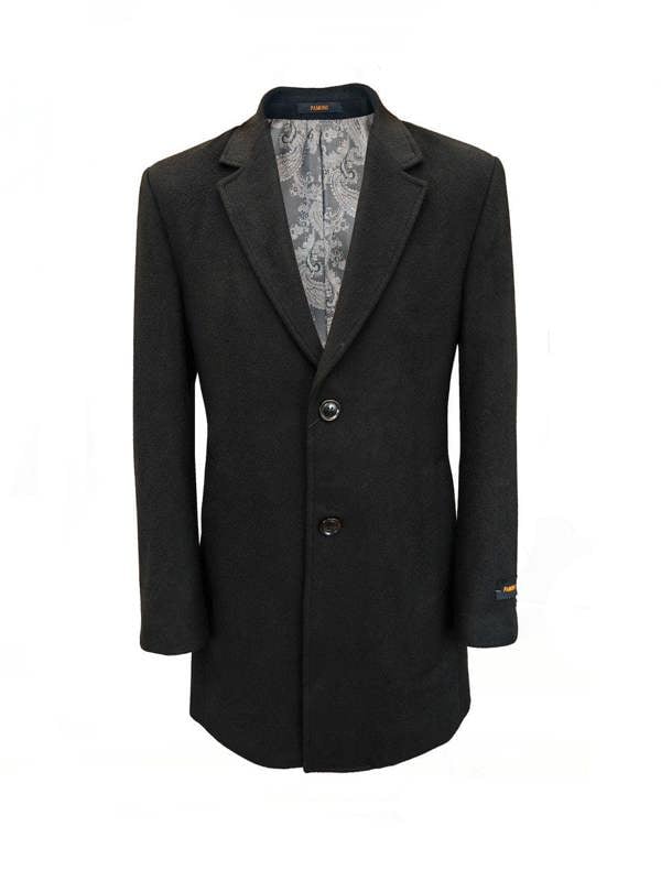 Men's Black Mid-Length Overcoat