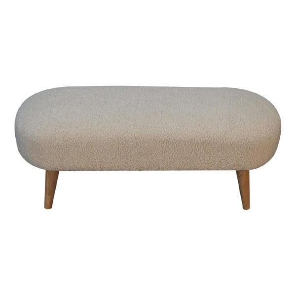 Wyld Haus Kipahulu Cream Boucle and Mango Wood Hallway Bench