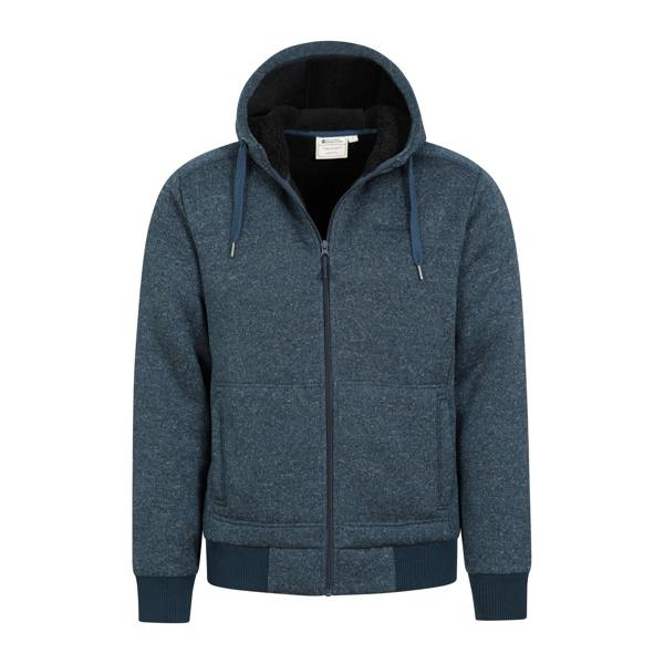 Mountain Warehouse Mens Nevis II Faux Fur Hoodie - Dark Blue - 