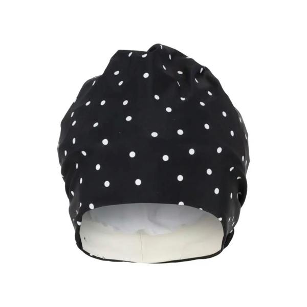 Fashy black and white polka dot fabric swim cap