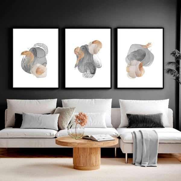 Large abstract prints | set of 3 wall art for living room