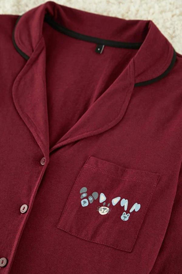 WOVCOR 2-Piece Knit Pajama Set with Piping and Pocket Detail