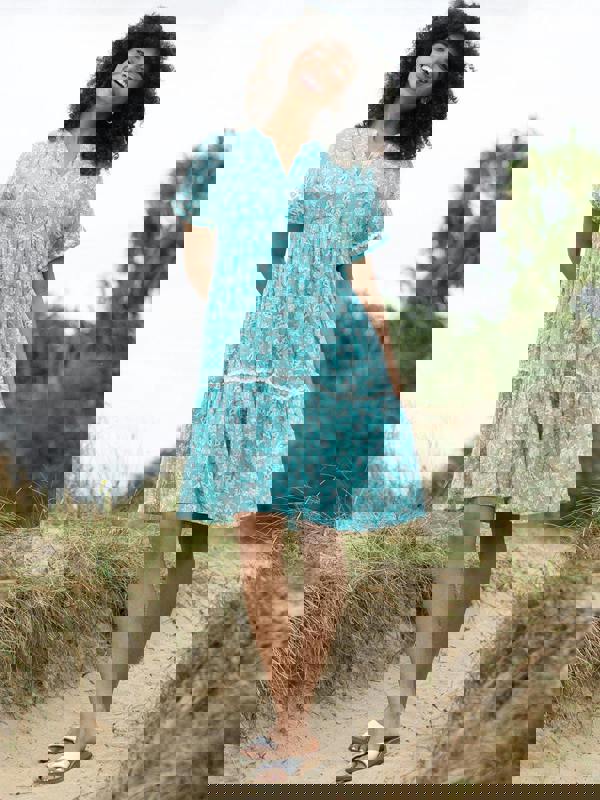 Kite Womens Organic Chilfrome Muslin Dress Ocean Bloom