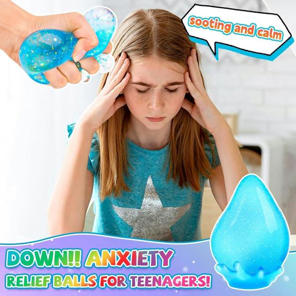 Dragodirect Glitter Raindrop Squishy Stress Ball Fun Fidget Toy for Kids & Adults