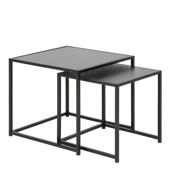 Wyld Haus Set of 2 El Paso Black Metal and Veneer Nesting Tables