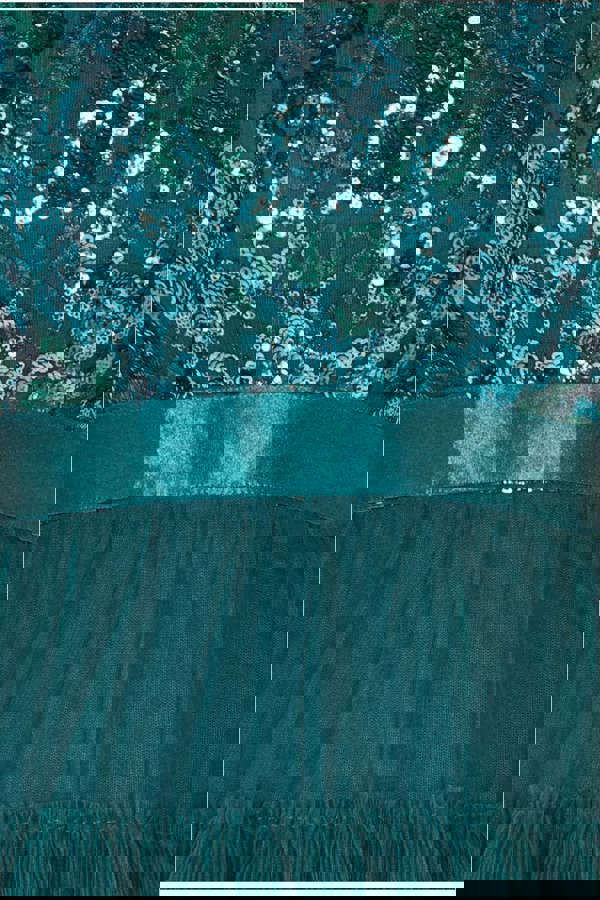 Scallop Bardot Ruffle Mesh Maxi - Emerald Green DR3742