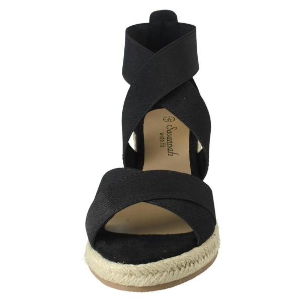 Savannah Ladies Savannah Elasticated Strap Wide Fit Wedge Heel Sandals F2308