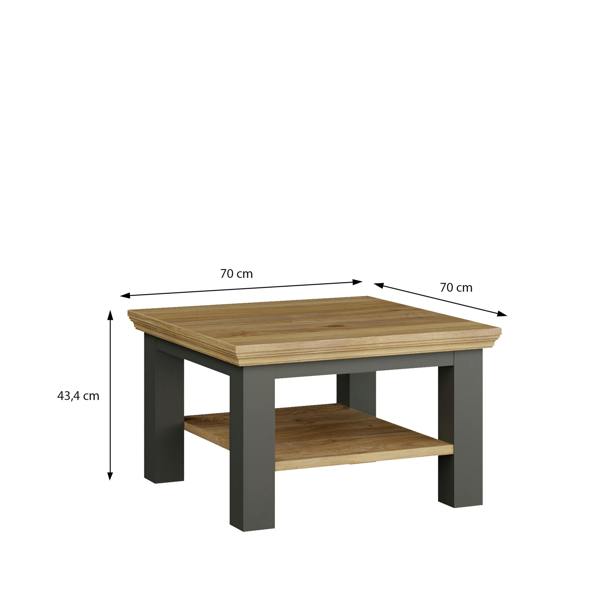 Furniture To Go Pontypool Small Coffee Table with Shelf in Wolfram Grey and Mauvella Oak