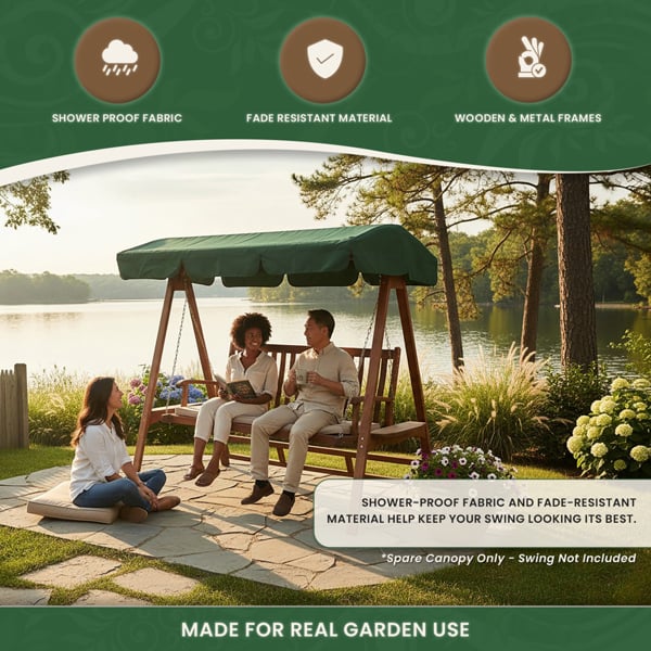 Spare Canopy for 2 Seater Garden Swing Seat or Hammock in Choice of Colours, 180gsm Polyester Shower-Proof Replacement Cover