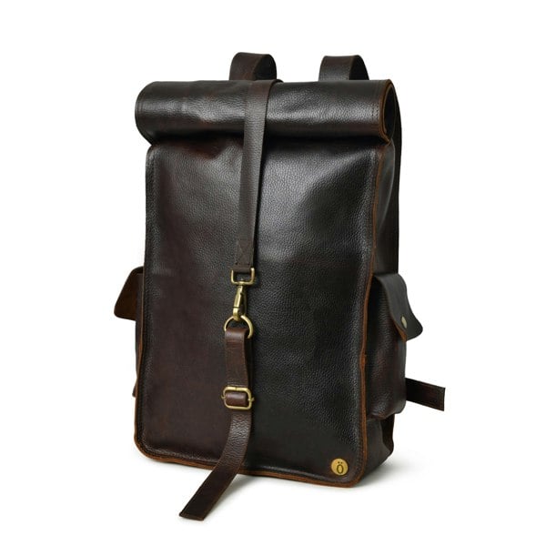 107 Leather Rolltop Backpack- Plumb - DÖTCH CLUB