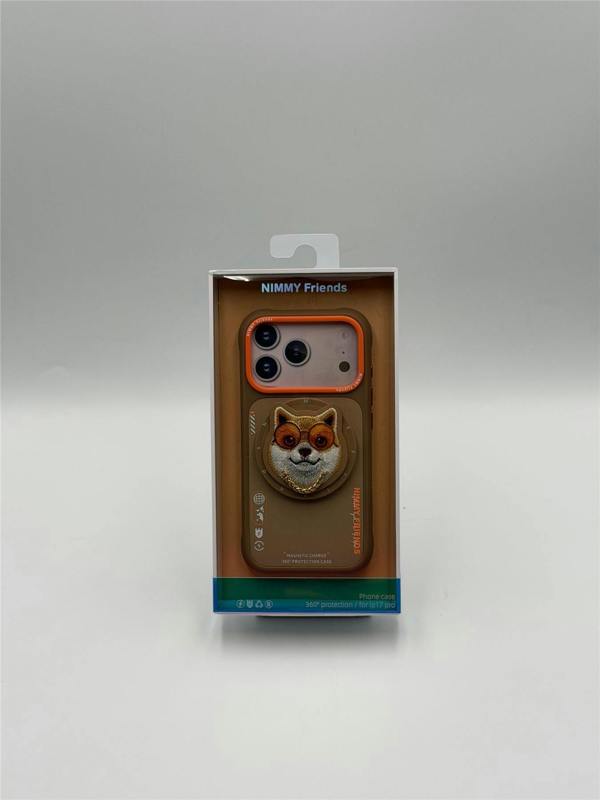 Nimmy Friends Nimmy Glasses Cool Dog Face Case with Detachable MagSafe Grip Stand for iPhone 17 Pro 6.3" Brown Orange - N-YJKM-CXZJ-IP17-PRO-012