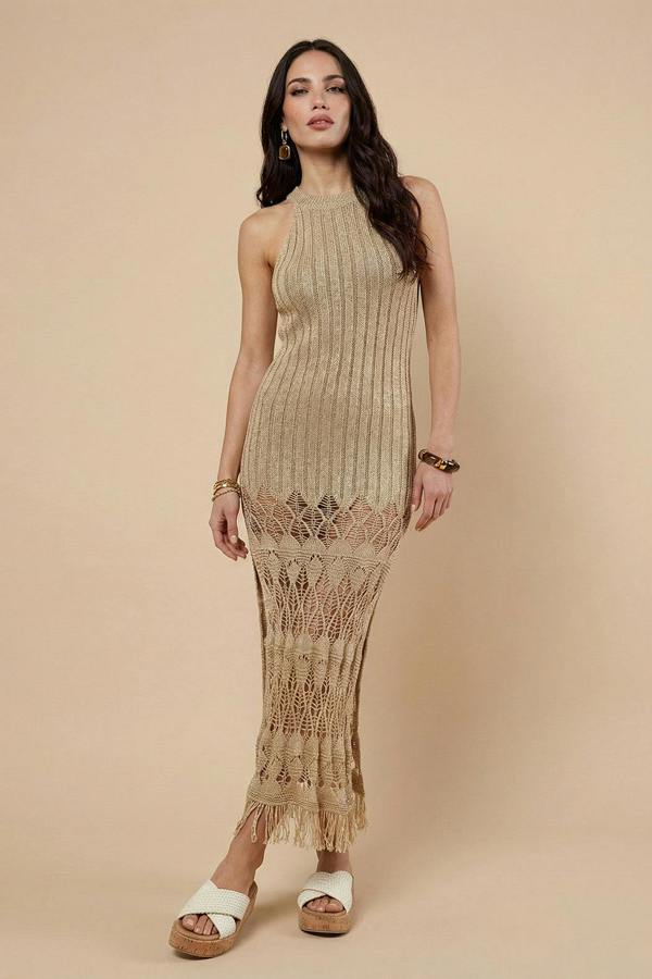 Urban Bliss Crochet Tassel Knit Midaxi Dress