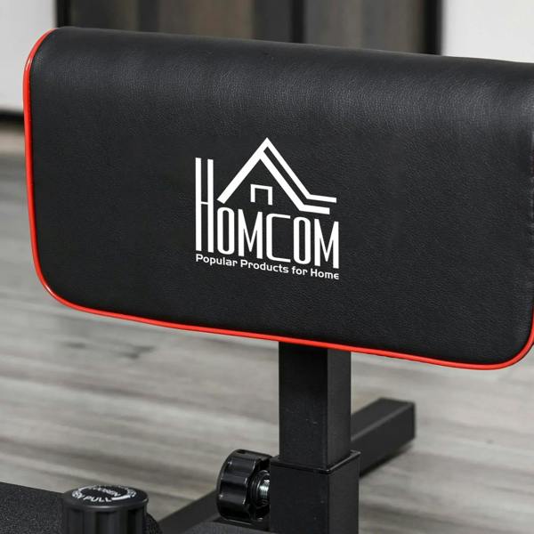 Black padded backrest with HoMCOM logo and red edge trim