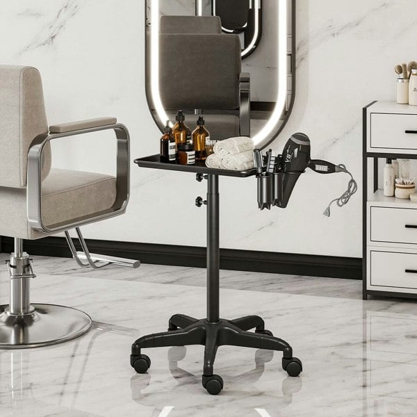 Adjustable Salon Tray Cart on Wheels Pet Grooming Tables Living and Home
