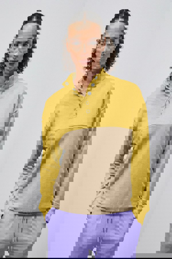 ENORSIA Colour Block LS High Neck Sweatshirt