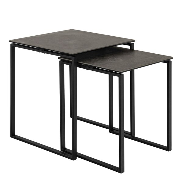 Wyld Haus Durban Square Black Ceramic Nesting Coffee Table Set