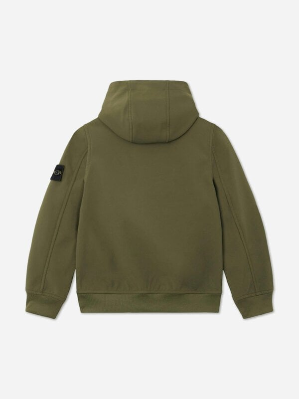 Stone Island Junior Stone Island Boys Soft Shell-R E.Dye Technology Hooded Jacket in Green