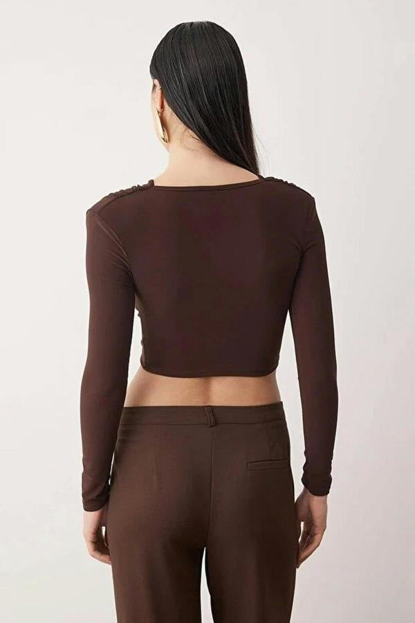 WOVCOR Buckle Detail V-Neck Knit Party Blouse
