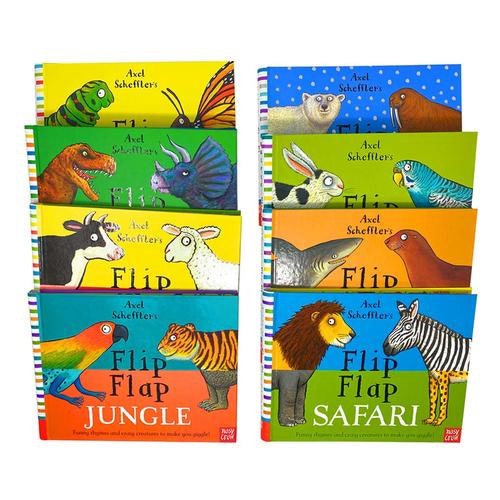 Axel Schefflers Flip Flap 8 Book Set Dinosaurs, Farm, Frozen, Pets, Ocean, Safari & more