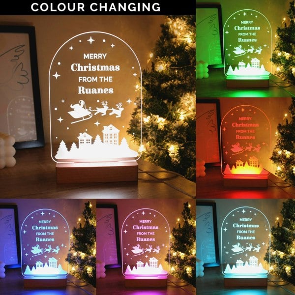 Personalised Memento Company Personalised Christmas Wooden Based LED Light
