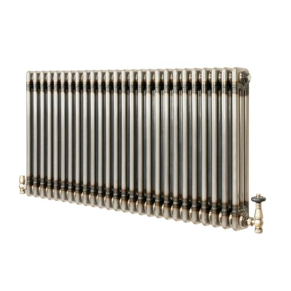 Traditional 3 Column Radiator & Valves – 600mm x 1190mm - Raw Metal