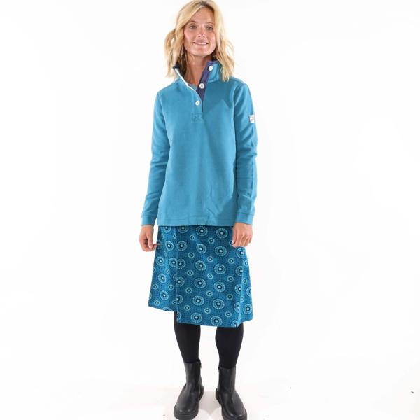 Lazy Jacks Womens/Ladies Circle Jersey Midi Skirt - Teal - 