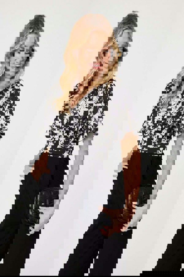 Black | Floral Block Print Wide Leg Jumpsuit