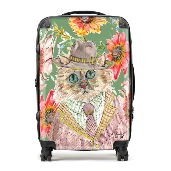 Claire Louise Cottage Floral Cat Suitcase