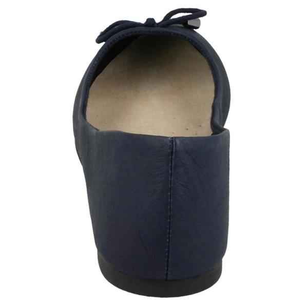 Leather Collection Ladies Leather Collection Bow Trim Vamp Ballerinas