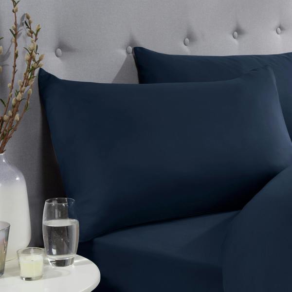 Smart Living Super Soft Warm Cosy Plain Dye Housewife Pillowcases Pair - Navy