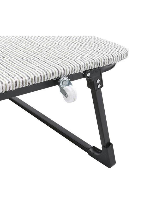 Living and Home Foldable Metal Framed Bed with Mattress and Wheels