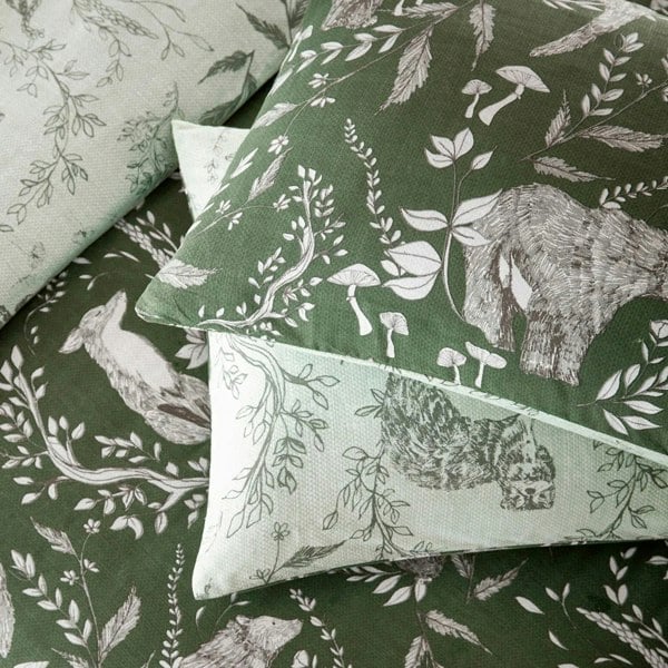 Furn Buckthorn Reversible Woodland Duvet Cover Set - Evergreen