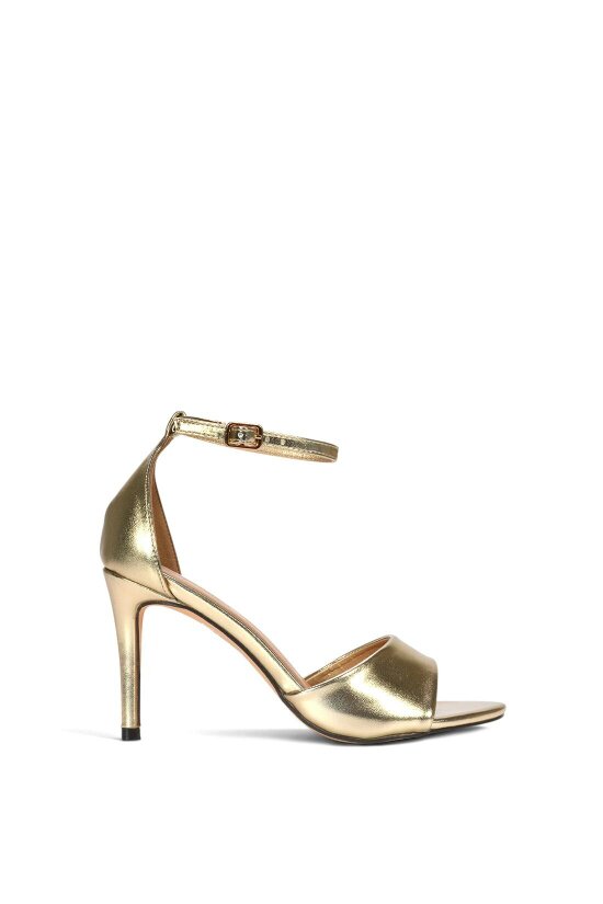 XY LONDON Stiletto Heel Open Toe Sandals With Ankle Strap - Gold