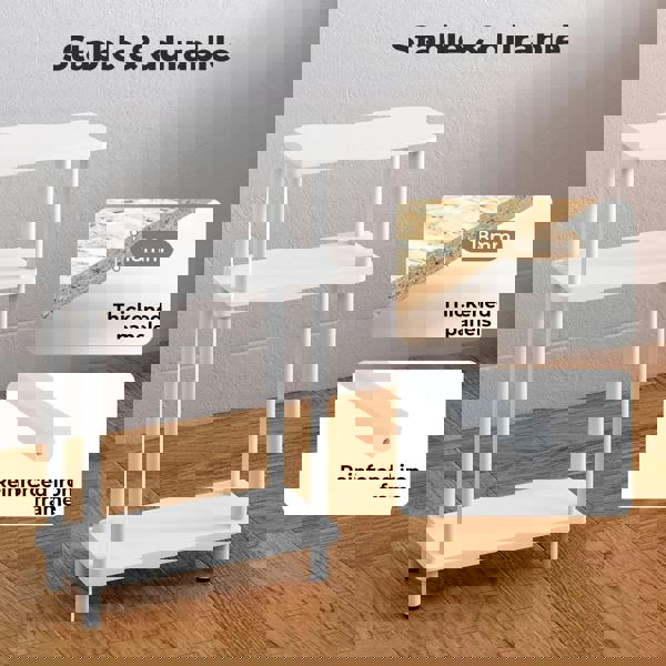 Levede Slim Side Table 3 Tier Narrow Sofa End Table Bedside Storage Stand White