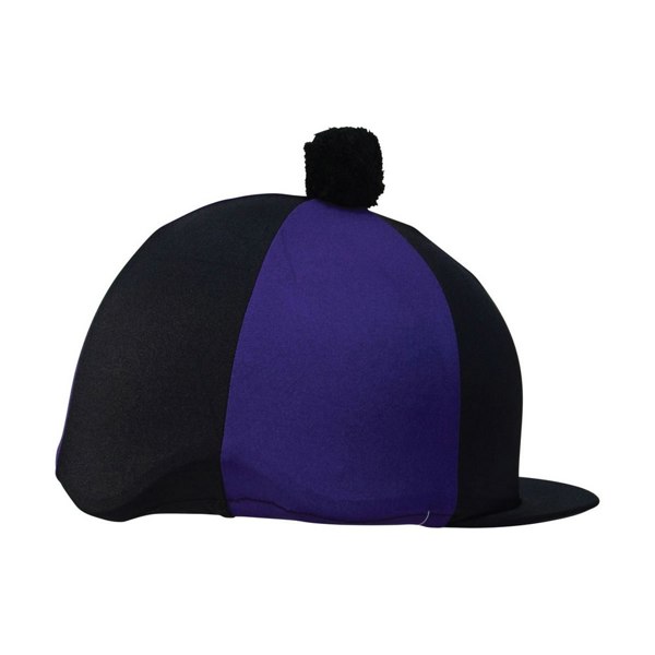 Hy Two Tone Lycra Hat Silk With Bobble - Purple/Black