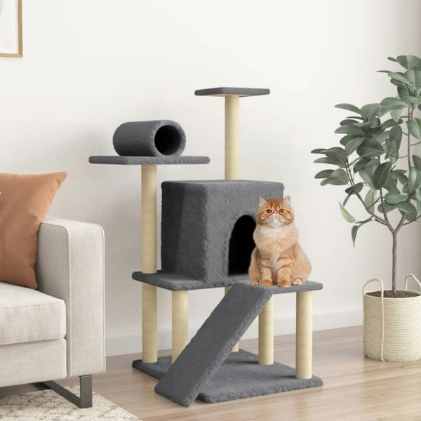 Berkfield Cat Tree with Sisal Scratching Posts Dark Grey 110.5 cm