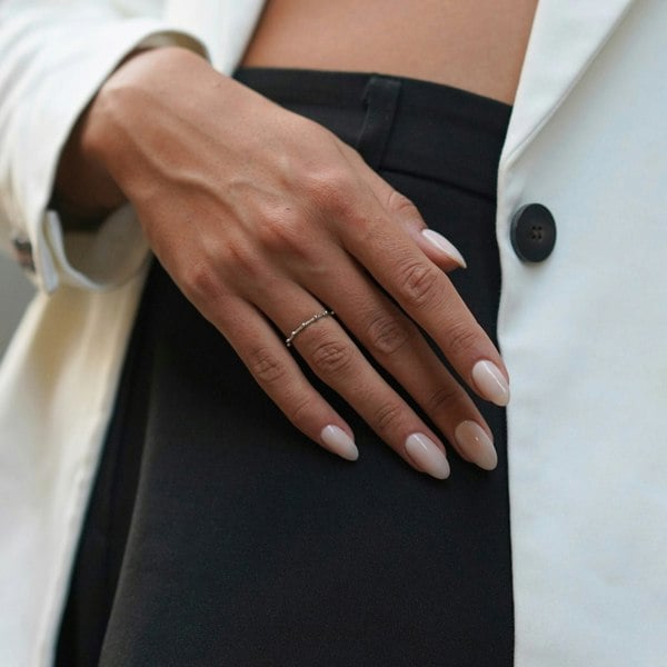 Spero London Sterling Silver Less Beaded Skinny Stacking Ring