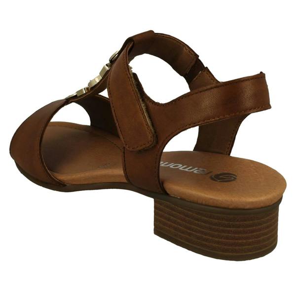 Remonte Ladies Remonte Block Heeled T-Bar Detailed Sandals D0P52