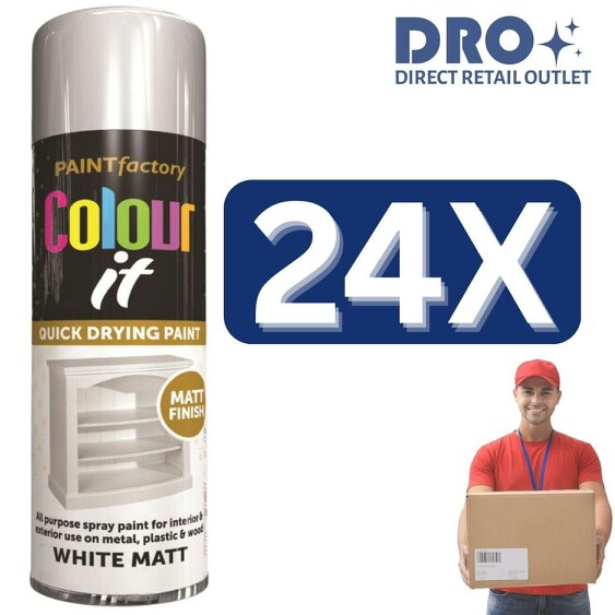 Paint Factory 24X - Paint Factory White Matt Spray Paint 250ml