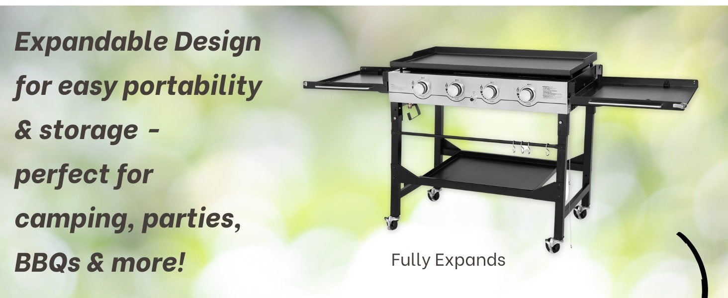 Callow 4 Burner Flat Top Gas Griddle - Outdoor Cooking Gridle with Quality Cover