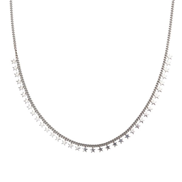 Spero London Multiple Star Sterling Silver Station Necklace