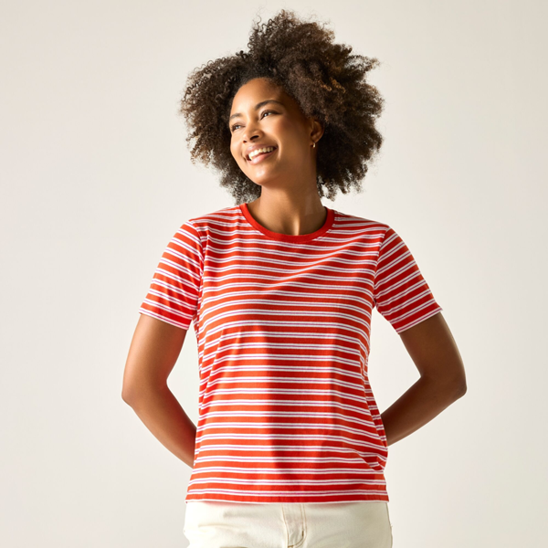 Regatta Womens Bayletta Striped T-Shirt - Tangerine Tango