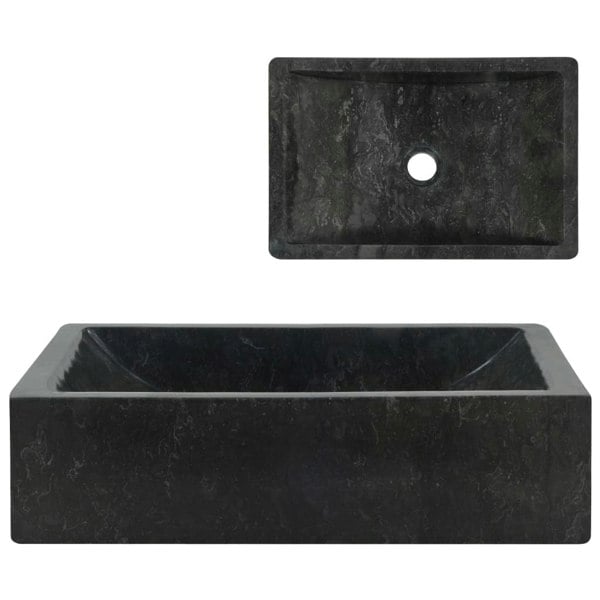 Berkfield Sink 45x30x12 cm Marble High Gloss Black