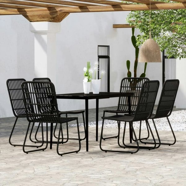 Berkfield 7 Piece Garden Dining Set Black