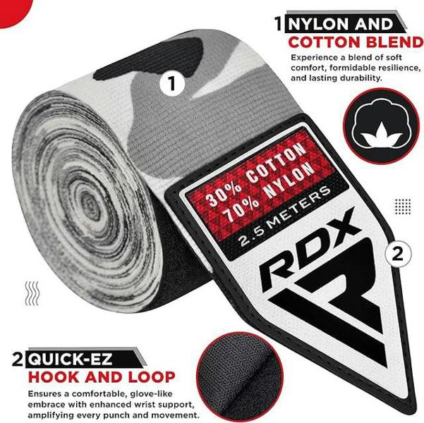 RDX Sports HAND WRAPS 2.5 METER CAMO GREY