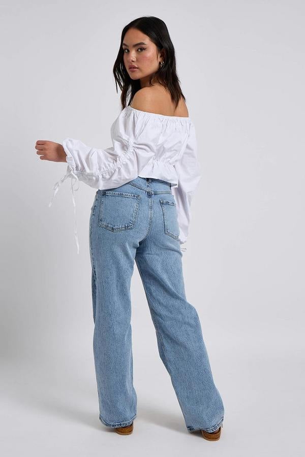 Urban Bliss White Drawstring Edge Sleeve Bardot