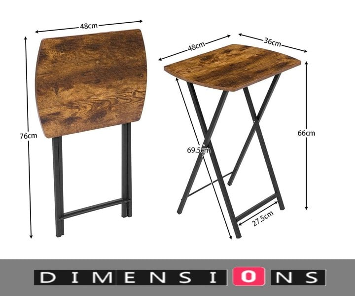 Modcraft Folding Side Table – Rustic Brown Industrial Tray Table for Sofa or Couch