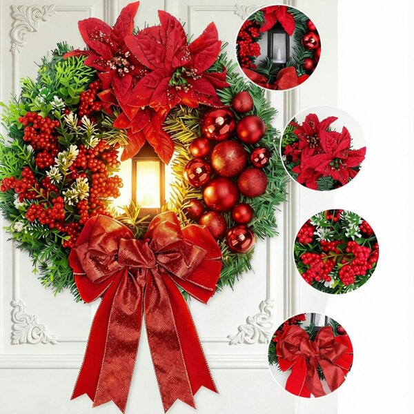 deAO Toys deAO Christmas Wreath Festive Door Decoration for Holiday Season (Red)