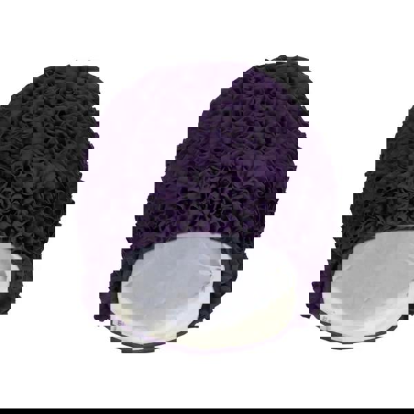 Purple ruffled Fashy Frill fabric swim cap with white lining